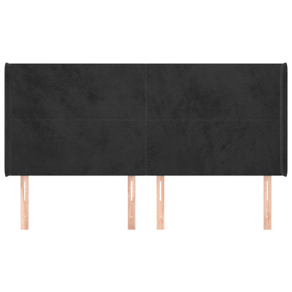 Hoofdbord Met Randen 163X16X118/128 Cm Fluweel Zwart