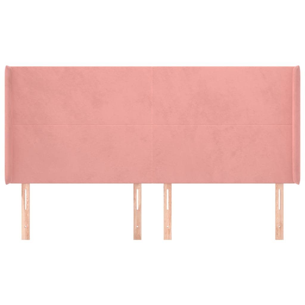 Hoofdbord Met Randen 163X16X118/128 Cm Fluweel Roze
