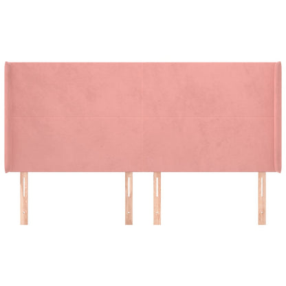 Hoofdbord Met Randen 163X16X118/128 Cm Fluweel Roze