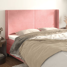 Hoofdbord Met Randen 163X16X118/128 Cm Fluweel Roze