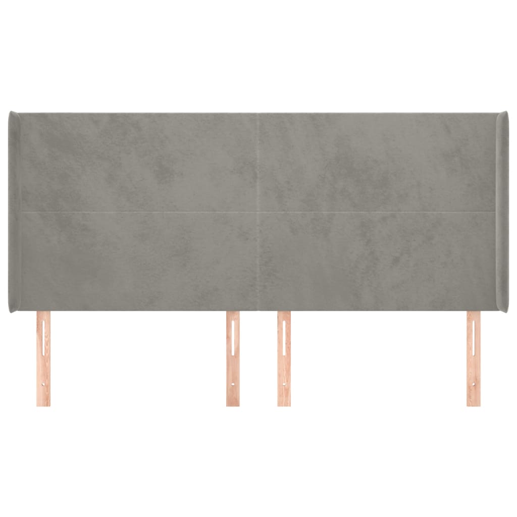 Hoofdbord Met Randen 183X16X118/128 Cm Fluweel Lichtgrijs