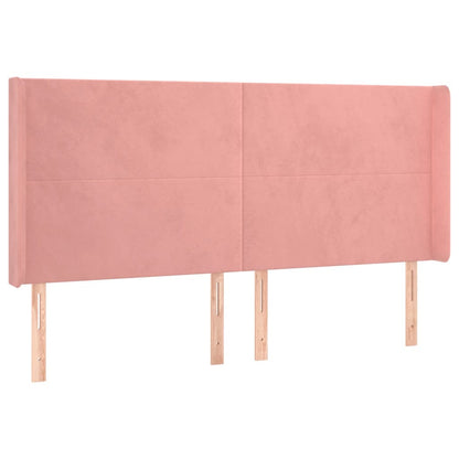 Hoofdbord Met Randen 183X16X118/128 Cm Fluweel Roze
