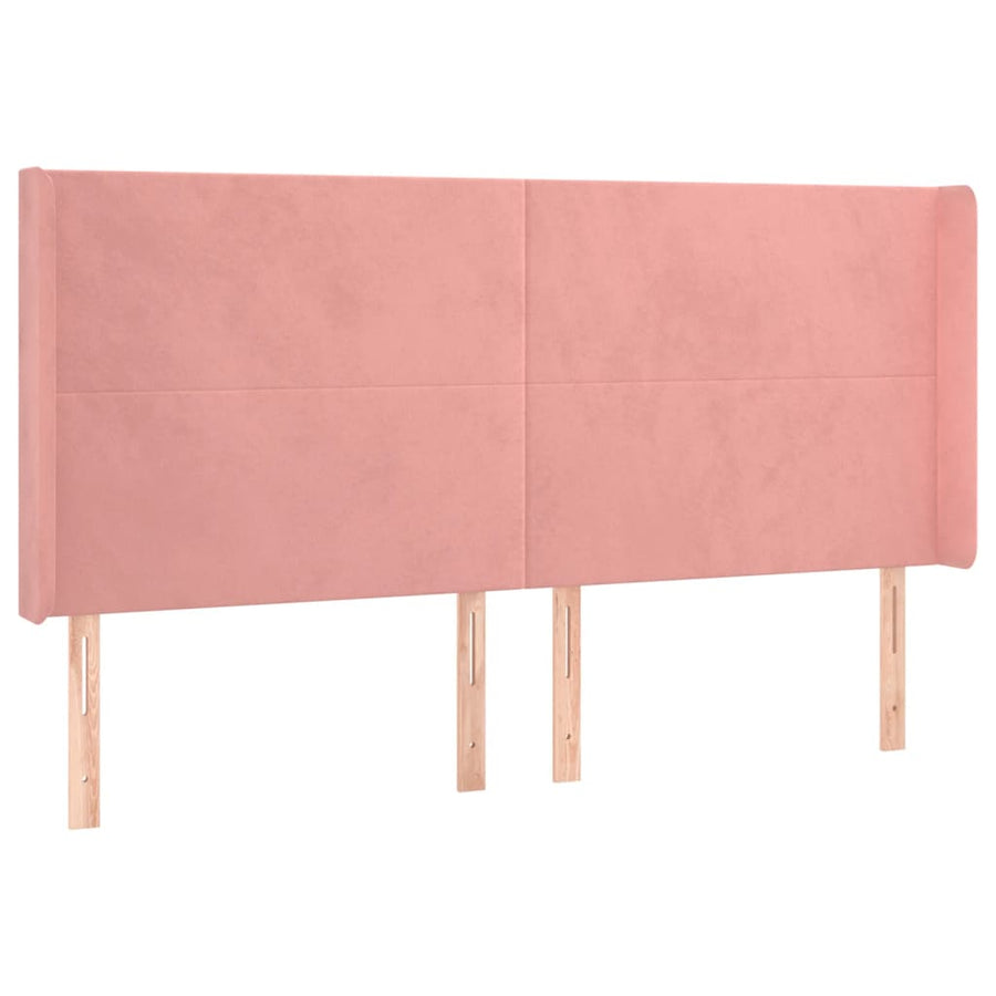 Hoofdbord Met Randen 183X16X118/128 Cm Fluweel Roze