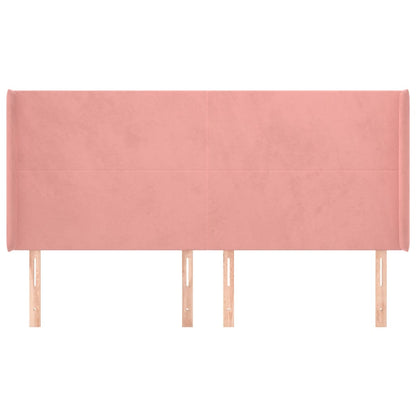 Hoofdbord Met Randen 183X16X118/128 Cm Fluweel Roze