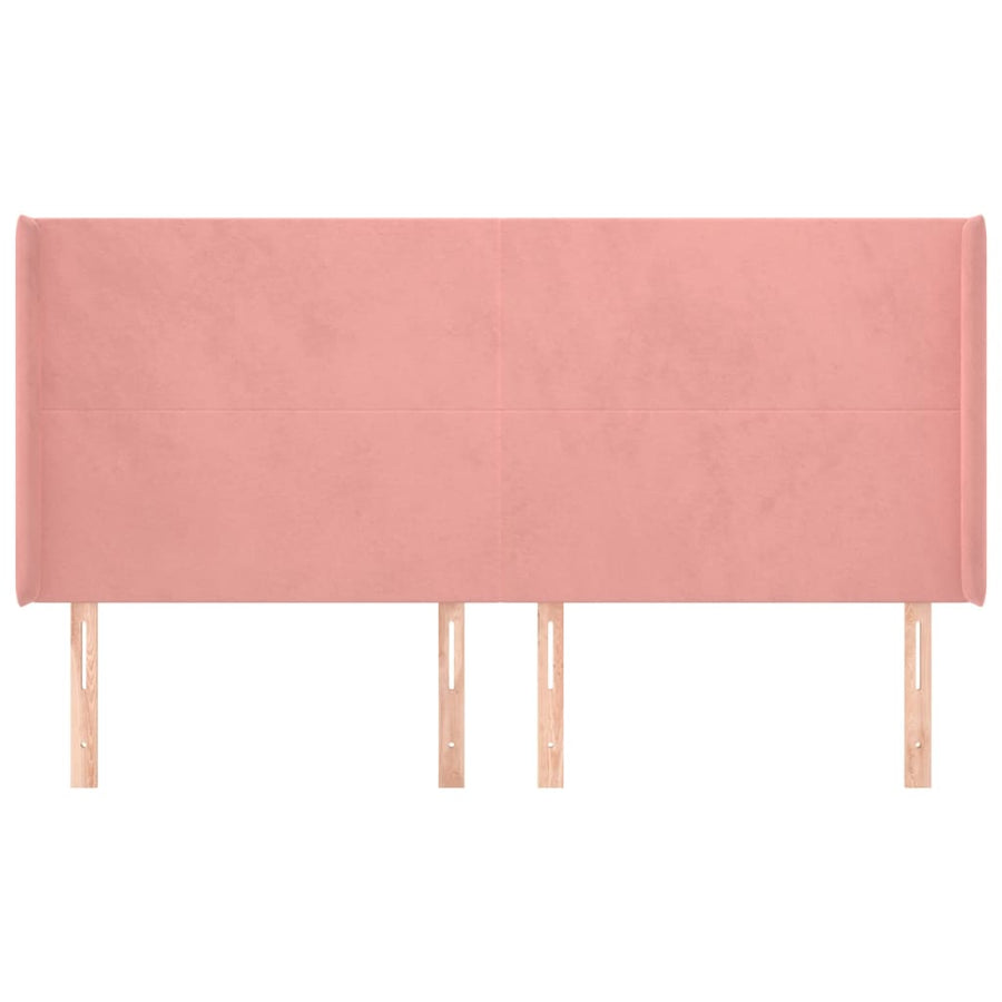 Hoofdbord Met Randen 183X16X118/128 Cm Fluweel Roze