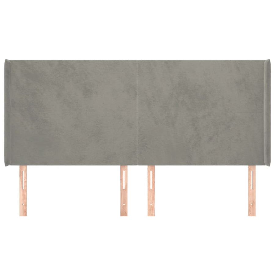 Hoofdbord Met Randen 203X16X118/128 Cm Fluweel Lichtgrijs