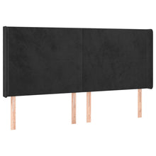 Hoofdbord Met Randen 203X16X118/128 Cm Fluweel Zwart