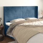 Hoofdbord fluweel 203x16x118/128 cm blauw