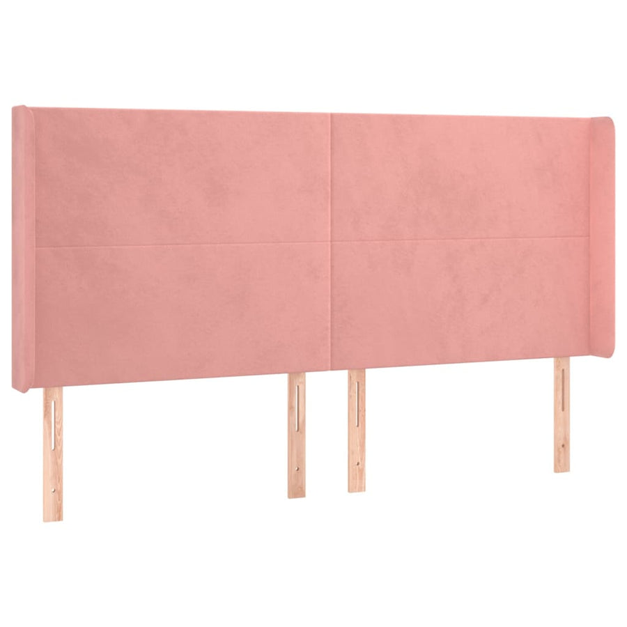 Hoofdbord Met Randen 203X16X118/128 Cm Fluweel Roze