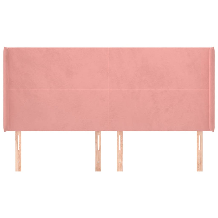 Hoofdbord Met Randen 203X16X118/128 Cm Fluweel Roze