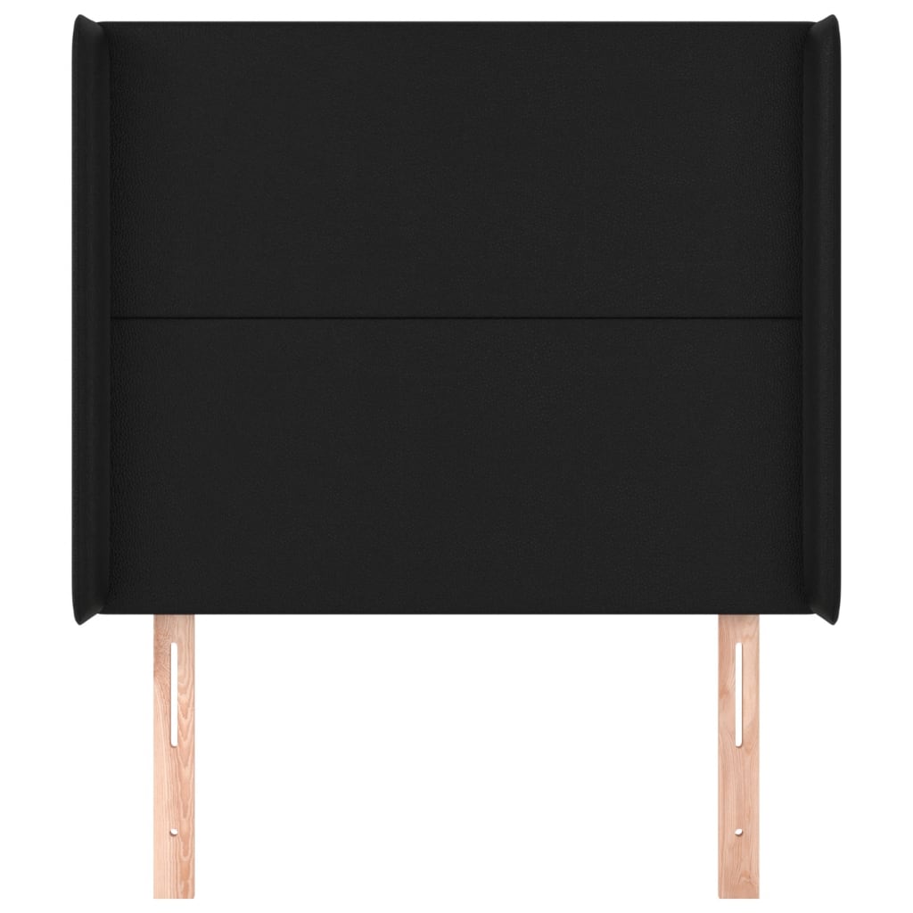 Hoofdbord met randen 83x16x118/128 cm kunstleer zwart 83 x 16 x 118/128 cm Zwart