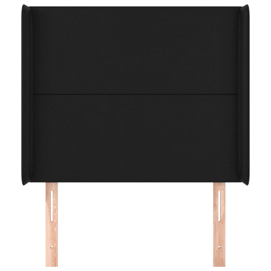 Hoofdbord met randen 83x16x118/128 cm kunstleer zwart 83 x 16 x 118/128 cm Zwart