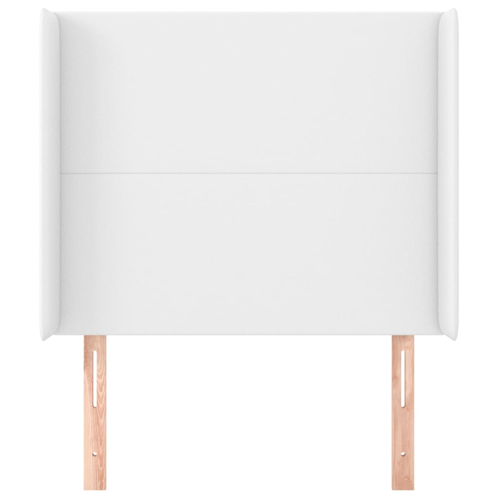 Hoofdbord met randen 83x16x118/128 cm kunstleer wit 83 x 16 x 118/128 cm Wit