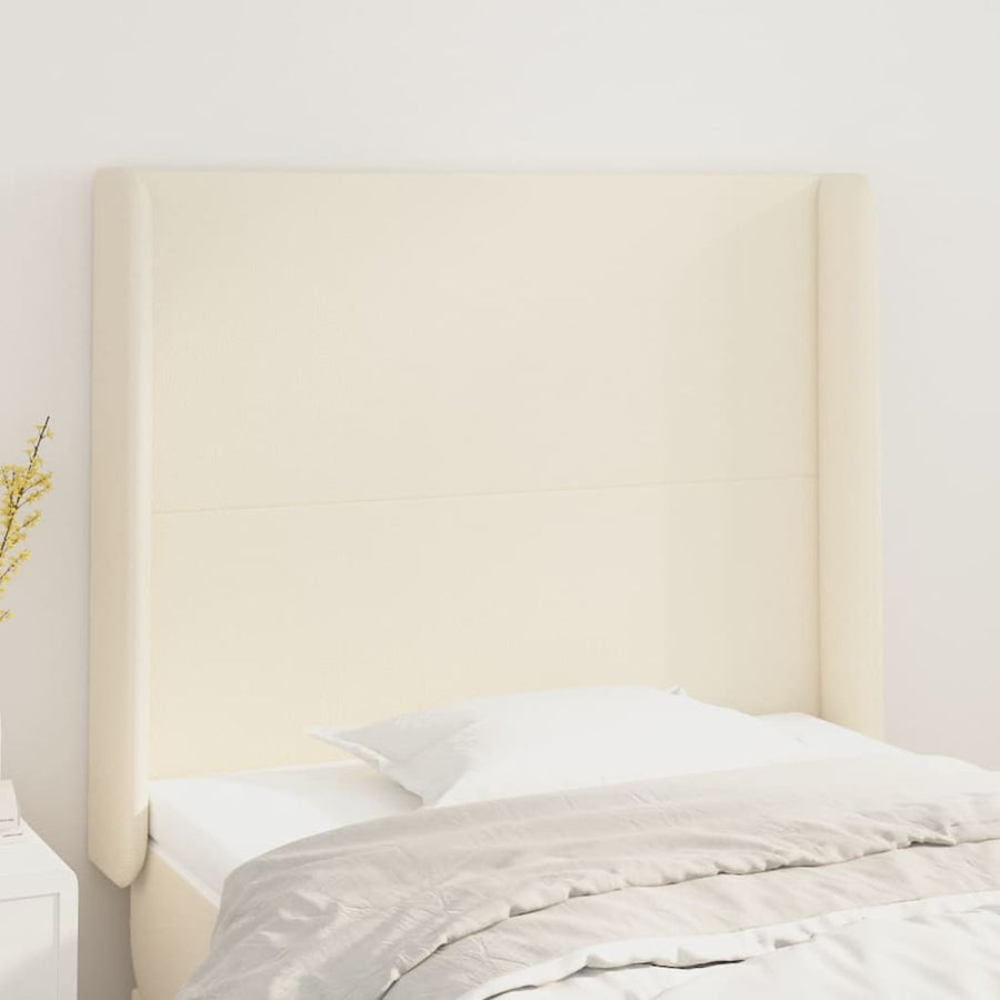 Hoofdbord Met Randen Kunstleer Kleurig 83 x 16 x 118/128 cm Crème
