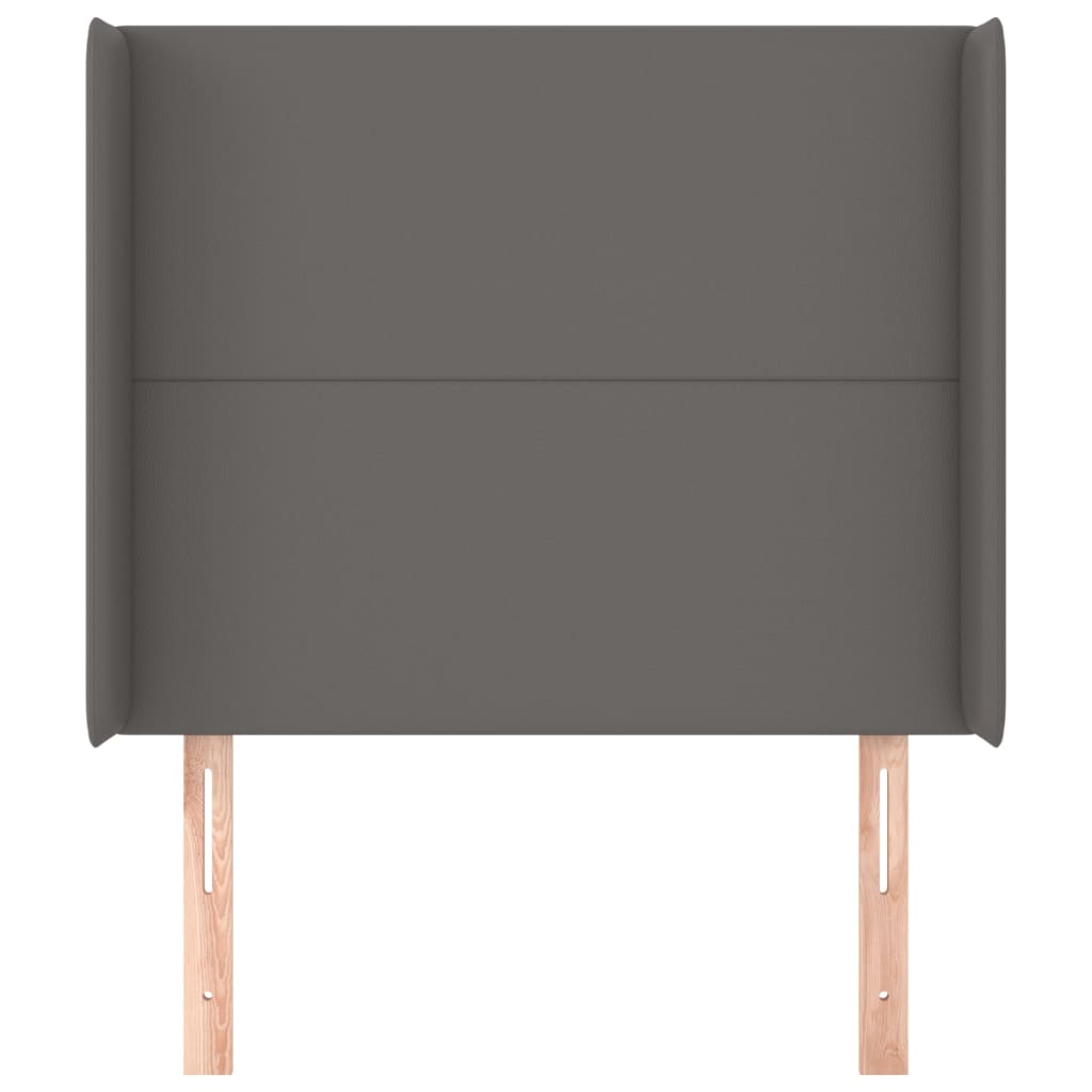 Hoofdbord met randen 83x16x118/128 cm kunstleer grijs 83 x 16 x 118/128 cm Grijs