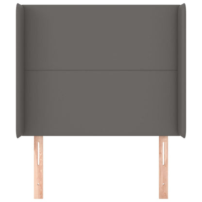 Hoofdbord met randen 83x16x118/128 cm kunstleer grijs 83 x 16 x 118/128 cm Grijs
