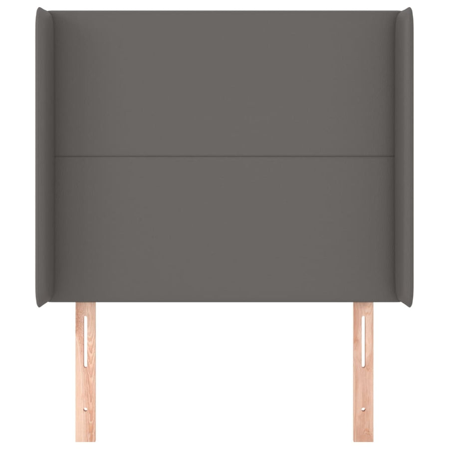 Hoofdbord met randen 83x16x118/128 cm kunstleer grijs 83 x 16 x 118/128 cm Grijs