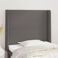 Headboard with borders 83x16x118/128 cm faux leather grey