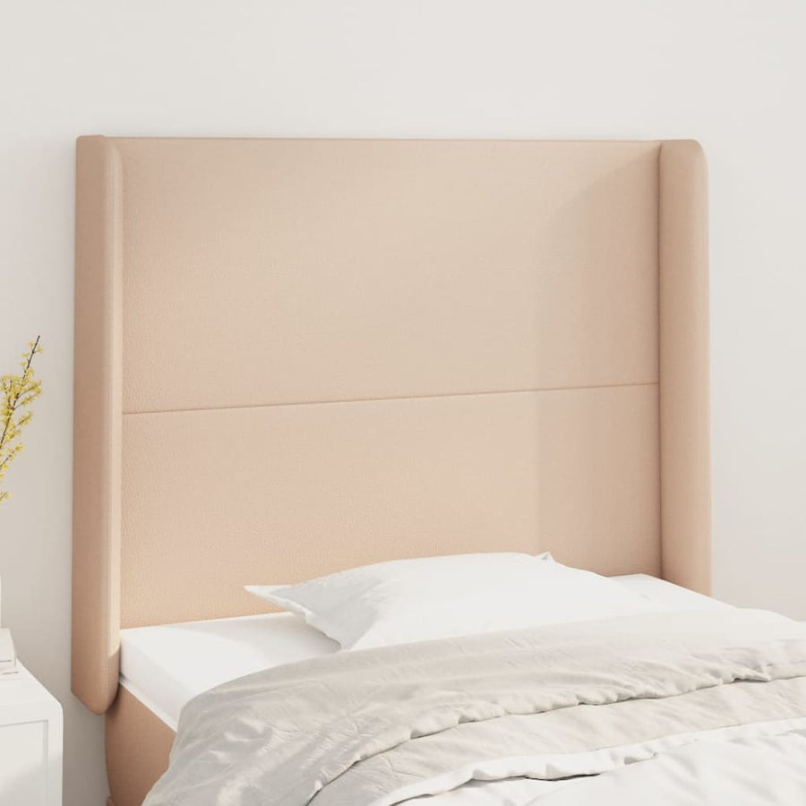 Hoofdbord met randen 83x16x118/128 cm kunstleer cappuccinokleur