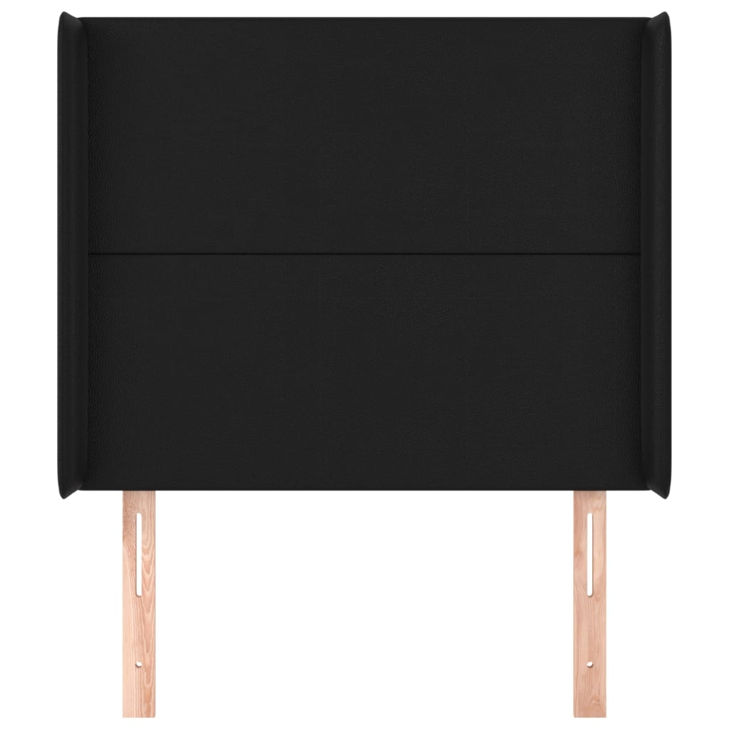 Hoofdbord met randen 93x16x118/128 cm kunstleer zwart 93 x 16 x 118/128 cm Zwart