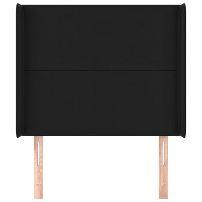 Hoofdbord met randen 93x16x118/128 cm kunstleer zwart 93 x 16 x 118/128 cm Zwart