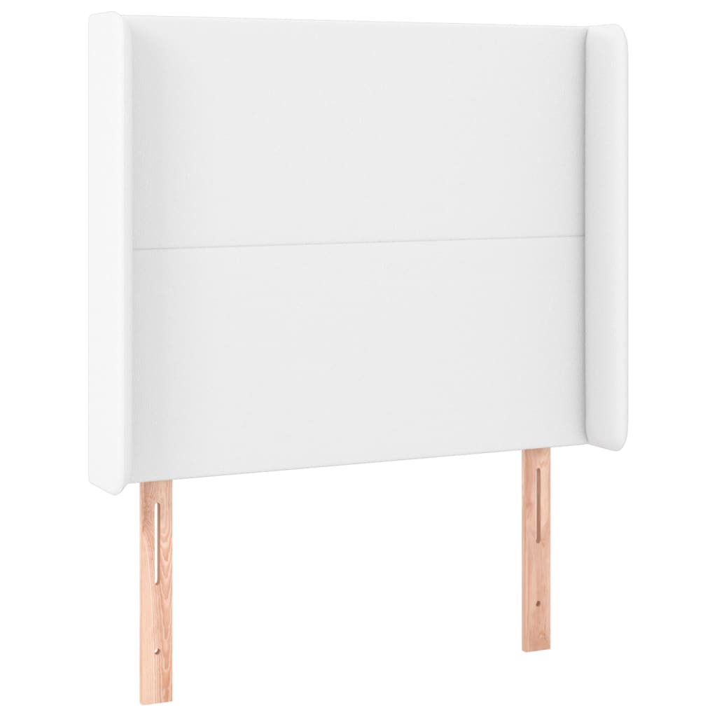 Hoofdbord met randen 93x16x118/128 cm kunstleer wit 93 x 16 x 118/128 cm Wit