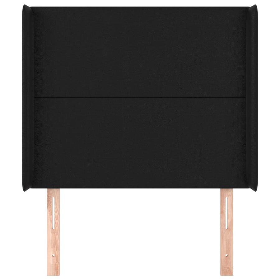 Hoofdbord met randen 103x16x118/128 cm kunstleer zwart 103 x 16 x 118/128 cm Zwart