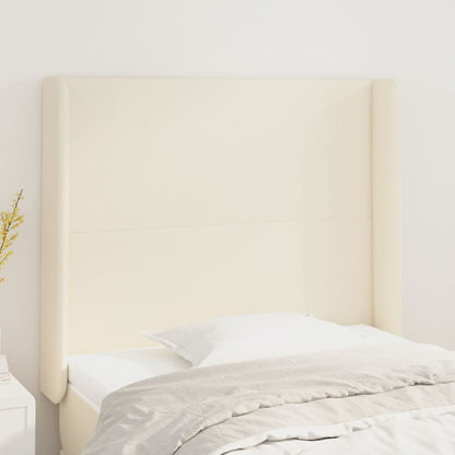 Hoofdbord Met Randen Kunstleer Kleurig 103 x 16 x 118/128 cm Crème