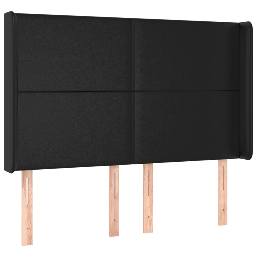 Hoofdbord met randen 147x16x118/128 cm kunstleer zwart 147 x 16 x 118/128 cm Zwart
