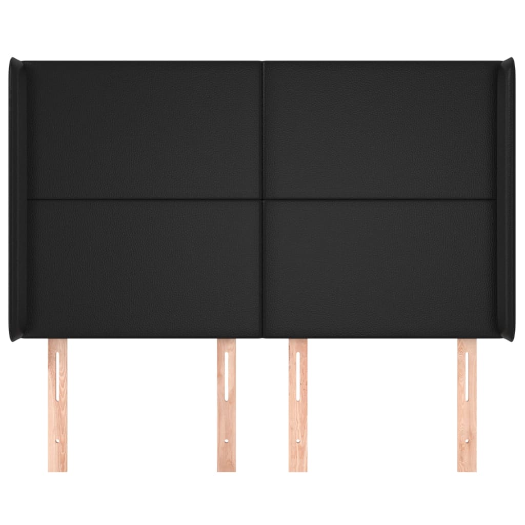 Hoofdbord met randen 147x16x118/128 cm kunstleer zwart 147 x 16 x 118/128 cm Zwart
