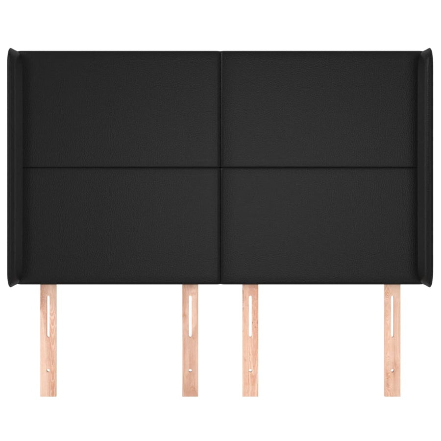 Hoofdbord met randen 147x16x118/128 cm kunstleer zwart 147 x 16 x 118/128 cm Zwart