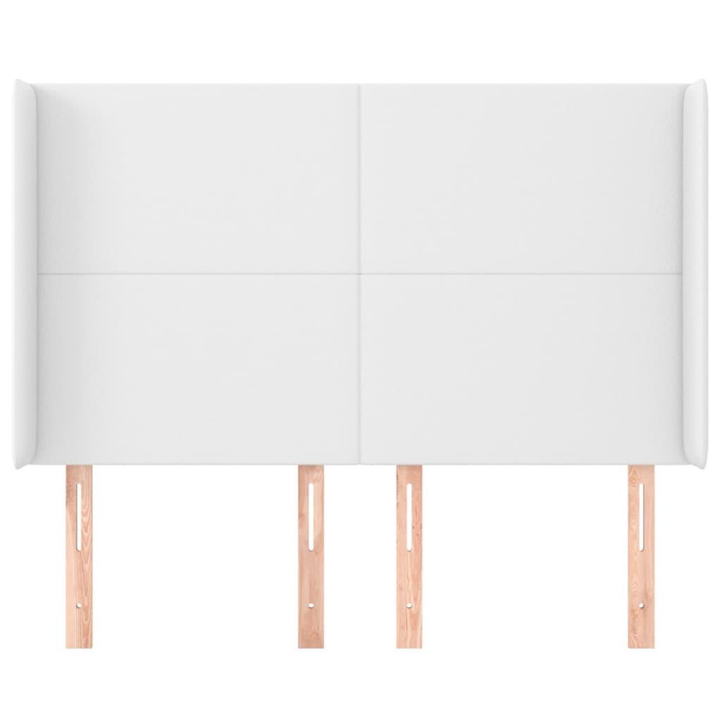 Hoofdbord met randen 147x16x118/128 cm kunstleer wit 147 x 16 x 118/128 cm Wit