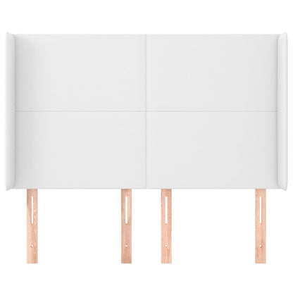 Hoofdbord met randen 147x16x118/128 cm kunstleer wit 147 x 16 x 118/128 cm Wit
