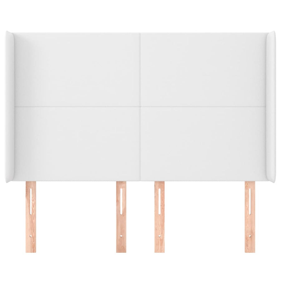 Hoofdbord met randen 147x16x118/128 cm kunstleer wit 147 x 16 x 118/128 cm Wit
