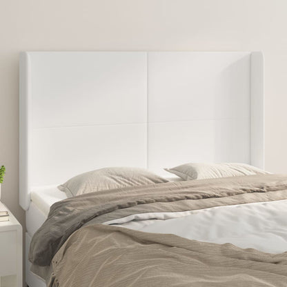Hoofdbord met randen 147x16x118/128 cm kunstleer wit 147 x 16 x 118/128 cm Wit