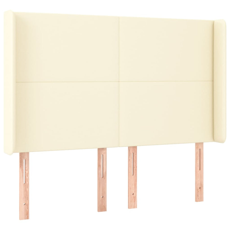 Hoofdbord Met Randen Kunstleer Kleurig 147 x 16 x 118/128 cm Crème