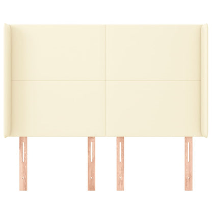 Hoofdbord Met Randen Kunstleer Kleurig 147 x 16 x 118/128 cm Crème