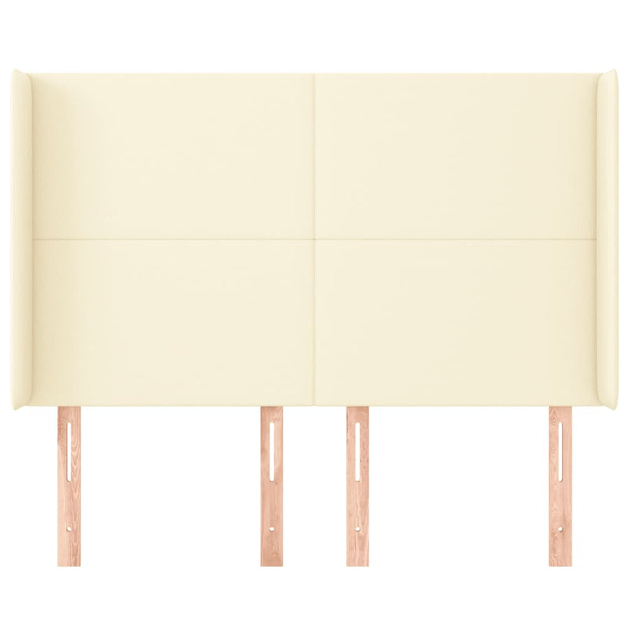 Hoofdbord Met Randen Kunstleer Kleurig 147 x 16 x 118/128 cm Crème