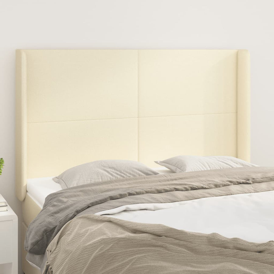 Hoofdbord Met Randen Kunstleer Kleurig 147 x 16 x 118/128 cm Crème