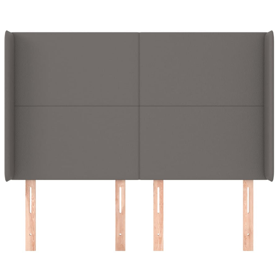 Hoofdbord Met Randen Kunstleer 1 147 x 16 x 118/128 cm Grijs
