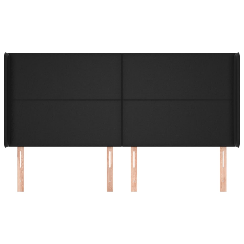 Hoofdbord Met Randen Kunstleer 163 x 16 x 118/128 cm Zwart