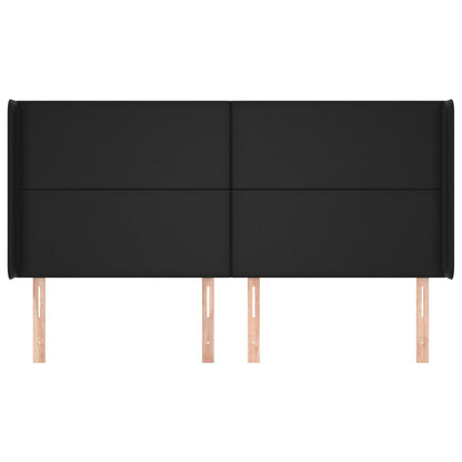 Hoofdbord Met Randen Kunstleer 163 x 16 x 118/128 cm Zwart