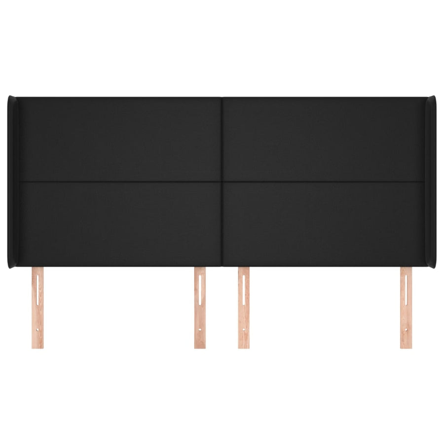 Hoofdbord Met Randen Kunstleer 163 x 16 x 118/128 cm Zwart