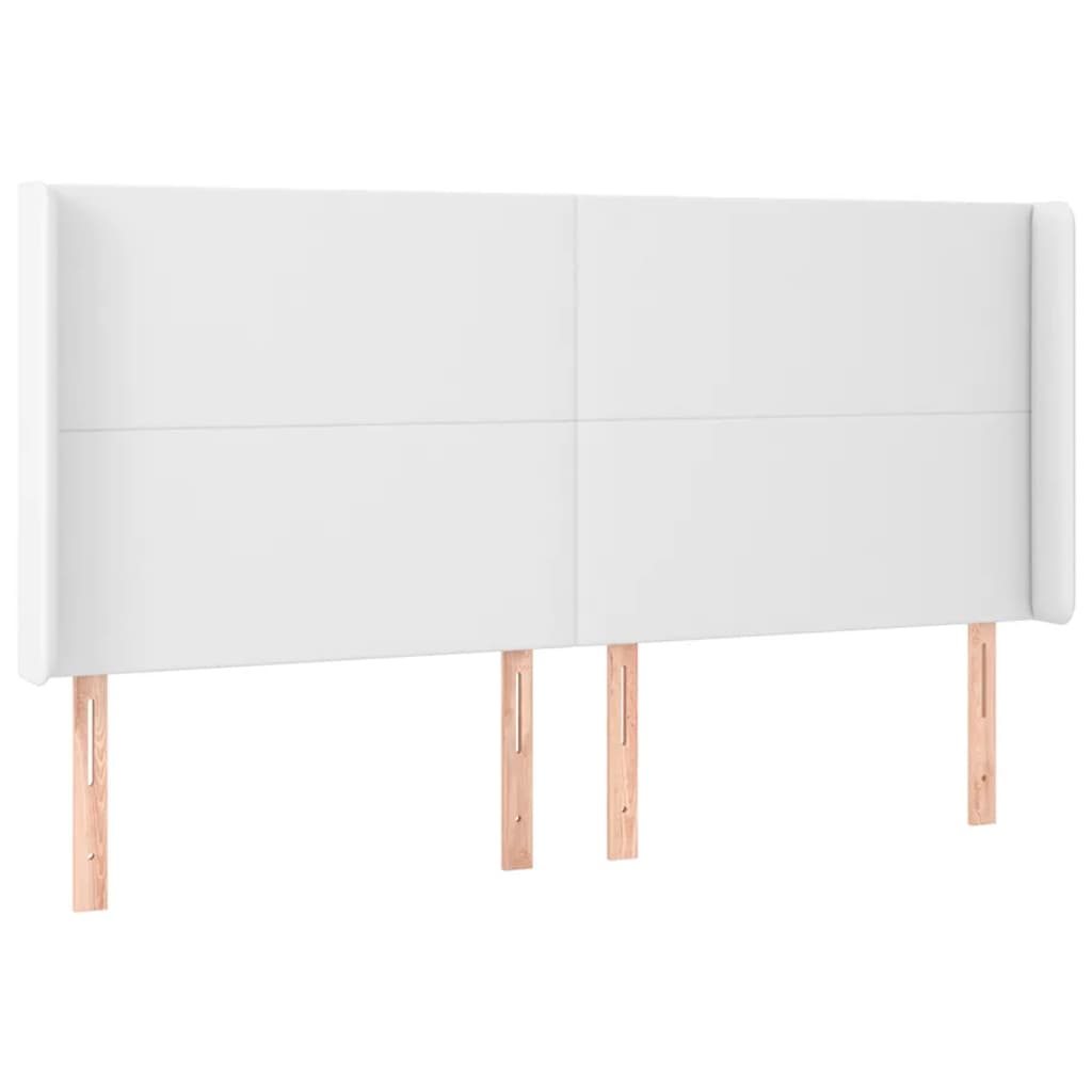 Hoofdbord met randen 163x16x118/128 cm kunstleer wit 163 x 16 x 118/128 cm Wit