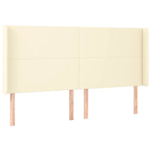 Hoofdbord Met Randen Kunstleer Kleurig 163 x 16 x 118/128 cm Crème