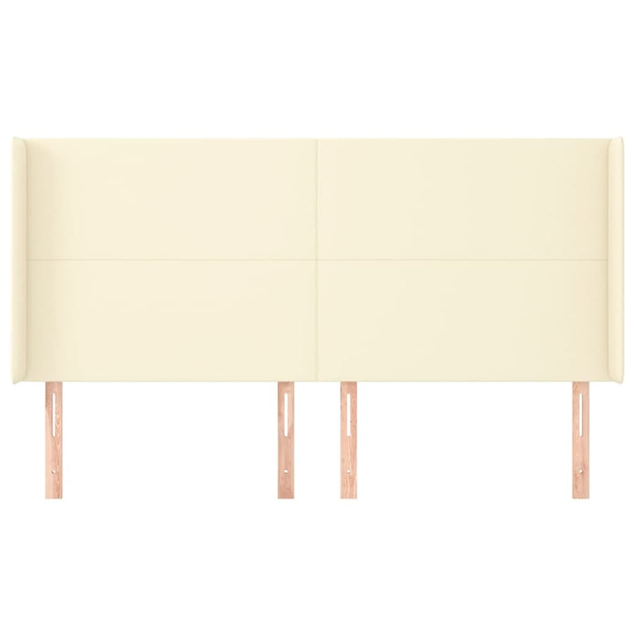 Hoofdbord Met Randen Kunstleer Kleurig 163 x 16 x 118/128 cm Crème