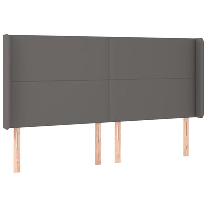Hoofdbord met randen 163x16x118/128 cm kunstleer grijs 163 x 16 x 118/128 cm Grijs