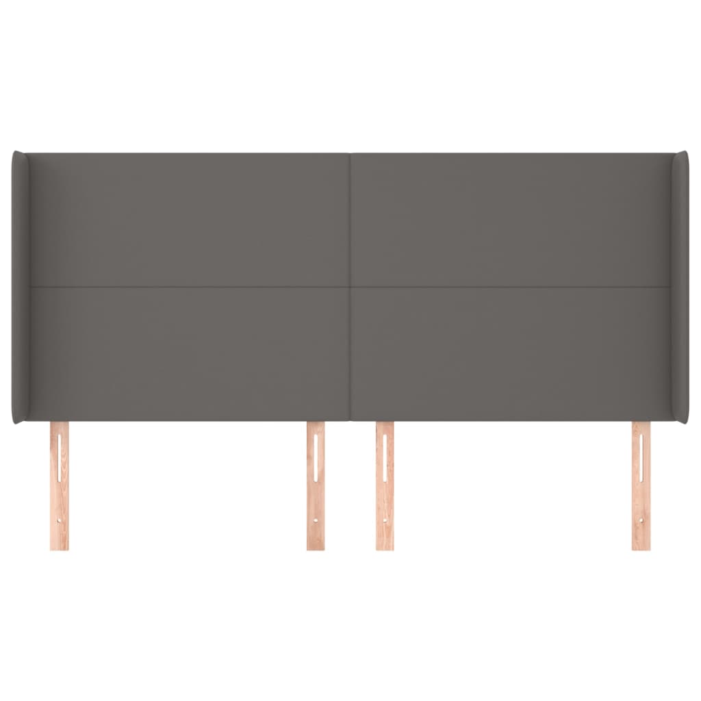 Hoofdbord met randen 163x16x118/128 cm kunstleer grijs 163 x 16 x 118/128 cm Grijs