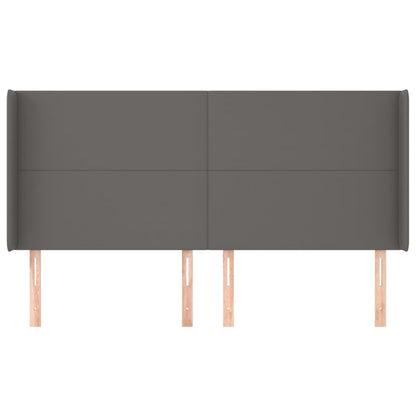 Hoofdbord met randen 163x16x118/128 cm kunstleer grijs 163 x 16 x 118/128 cm Grijs