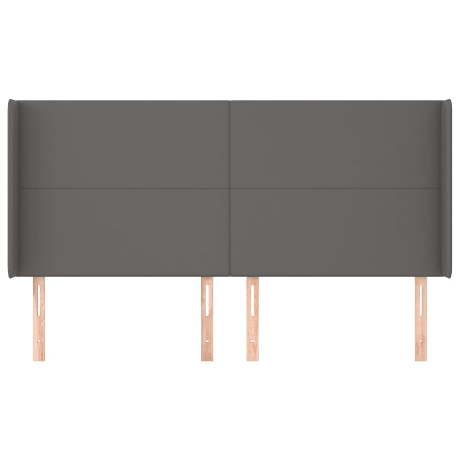 Hoofdbord met randen 163x16x118/128 cm kunstleer grijs 163 x 16 x 118/128 cm Grijs